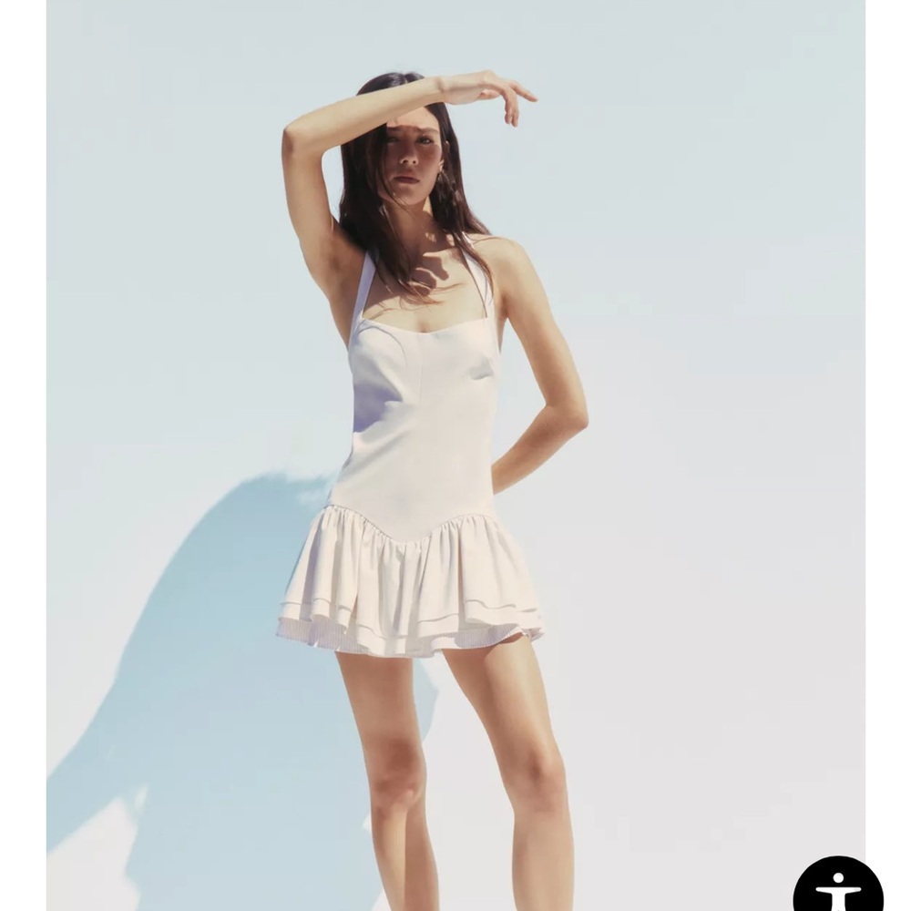Cream Ruffled Halter Jumpsuit Dress - Picture 4 of 6